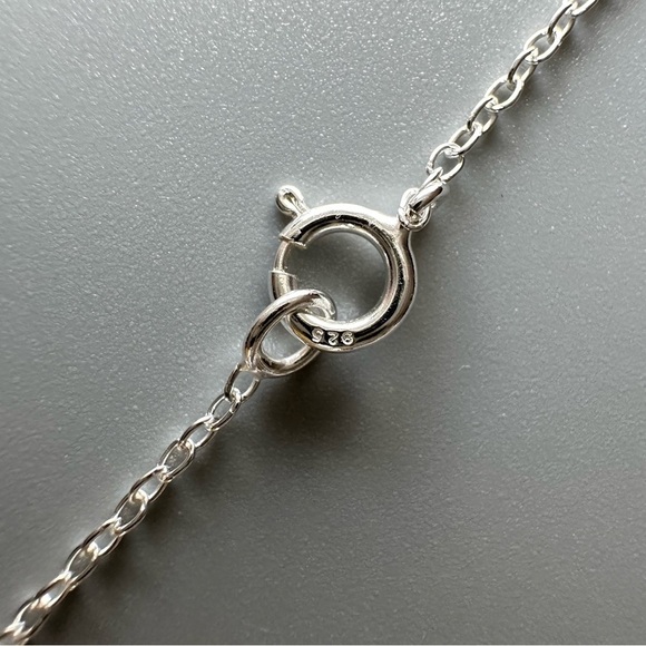Sterling Silver Bezel Set Crystal Necklace - Picture 9 of 11